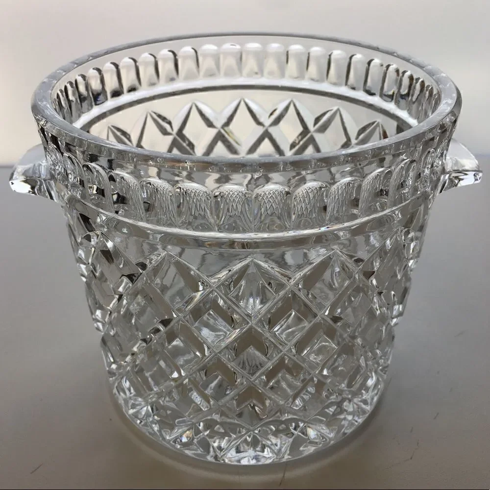 Bohemia Genuine Crystal Criss Cross Diamond Ice Bucket Tab Handles